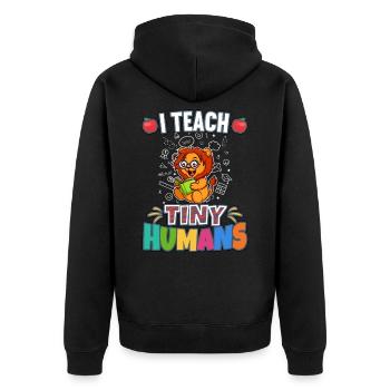 I Teach Tiny Humans Elementary School Teacher - Unisex Premium Organic Zip Hoodie - black - Back - Nico (187cm)