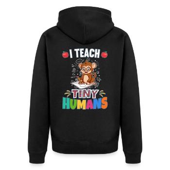 I Teach Tiny Humans Elementary School Teacher - Unisex Premium Organic Zip Hoodie - black - Back - Nico (187cm)