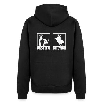 Bull riding Bull rider Rodeo Statement Problem - Unisex Premium Organic Zip Hoodie - black - Back - Nico (187cm)