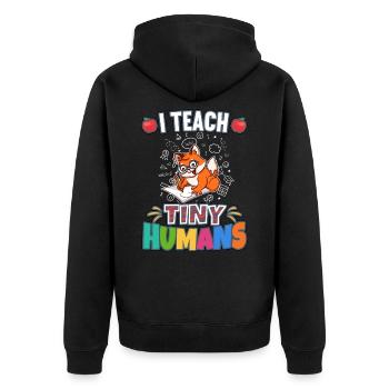 I Teach Tiny Humans Elementary School Teacher - Unisex Premium Bio Zip Hoodie - Schwarz - Hinten - Nico (187cm)