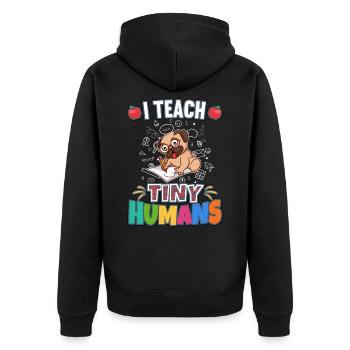 I Teach Tiny Humans Elementary School Teacher - Unisex Premium Organic Zip Hoodie - black - Back - Nico (187cm)