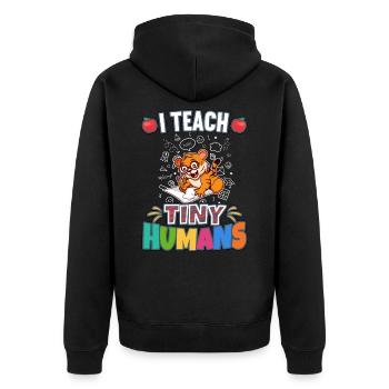 I Teach Tiny Humans Elementary School Teacher - Unisex Premium Organic Zip Hoodie - black - Back - Nico (187cm)