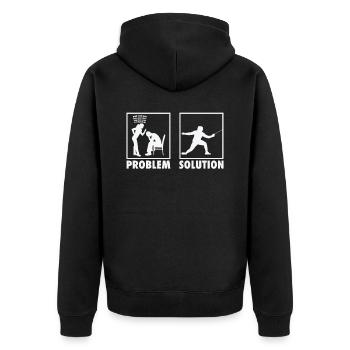 Fencing Fencer Statement Problem Solution. - Unisex Premium Bio Zip Hoodie - Schwarz - Hinten - Nico (187cm)