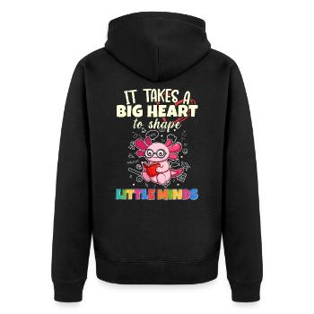 It Takes A Big Heart To Shape Little Minds Teacher - Unisex Premium Organic Zip Hoodie - black - Back - Nico (187cm)