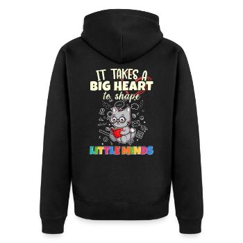 It Takes A Big Heart To Shape Little Minds Teacher - Unisex Premium Organic Zip Hoodie - black - Back - Nico (187cm)