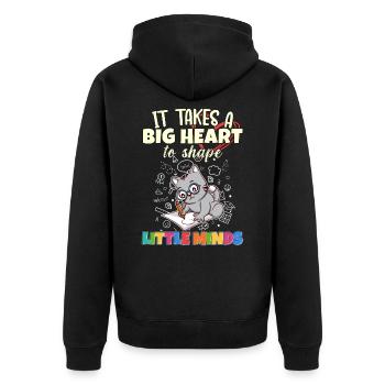 It Takes A Big Heart To Shape Little Minds Teacher - Unisex Premium Organic Zip Hoodie - black - Back - Nico (187cm)