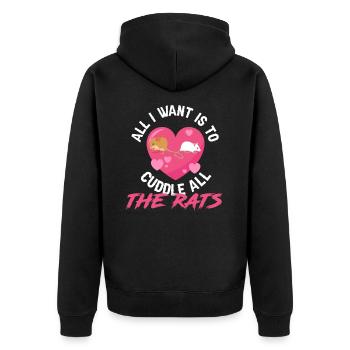 Rat Cuddling Rodent Cuddle Rat Lovers - Unisex Premium Bio Zip Hoodie - Schwarz - Hinten - Nico (187cm)