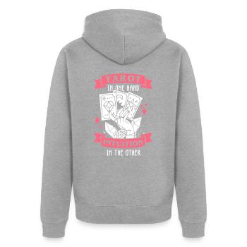 Divination Intuition Tarot Cartes Voyance - Veste à capuche bio Premium Unisexe - gris chiné - Dos - Nico (187cm)