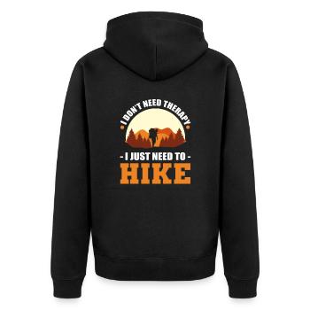 I Don't Need Therapy. I Just Need To Hike Hiking - Unisex Premium Bio Zip Hoodie - Schwarz - Hinten - Nico (187cm)