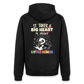 It Takes A Big Heart To Shape Little Minds Teacher - Unisex Premium Organic Zip Hoodie - black - Back - Nico (187cm)