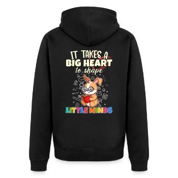 It Takes A Big Heart To Shape Little Minds Teacher - Unisex Premium Organic Zip Hoodie - black - Back - Nico (187cm)