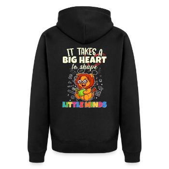 It Takes A Big Heart To Shape Little Minds Teacher - Unisex Premium Organic Zip Hoodie - black - Back - Nico (187cm)