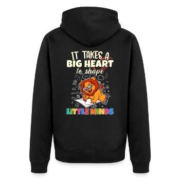 It Takes A Big Heart To Shape Little Minds Teacher - Unisex Premium Organic Zip Hoodie - black - Back - Nico (187cm)