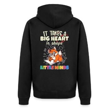It Takes A Big Heart To Shape Little Minds Teacher - Unisex Premium Organic Zip Hoodie - black - Back - Nico (187cm)