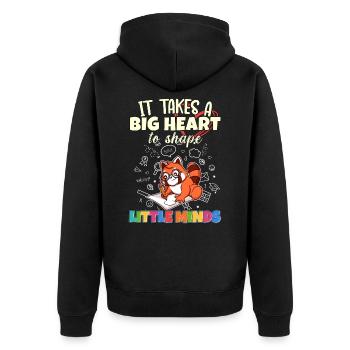 It Takes A Big Heart To Shape Little Minds Teacher - Unisex Premium Organic Zip Hoodie - black - Back - Nico (187cm)
