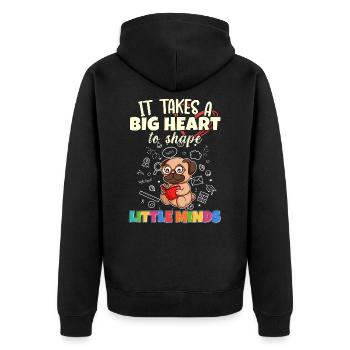 It Takes A Big Heart To Shape Little Minds Teacher - Unisex Premium Organic Zip Hoodie - black - Back - Nico (187cm)