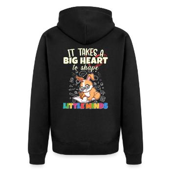 It Takes A Big Heart To Shape Little Minds Teacher - Unisex Premium Organic Zip Hoodie - black - Back - Nico (187cm)