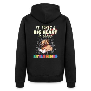 It Takes A Big Heart To Shape Little Minds Teacher - Unisex Premium Organic Zip Hoodie - black - Back - Nico (187cm)