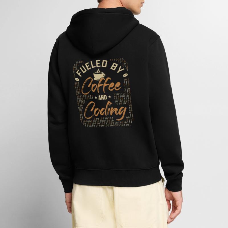 Fueled by Coffee and Coding Coder Software Unisex Premium Organic Zip Hoodie