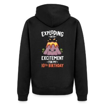 Vulkan Geburtstagsfeier 10. Geburtstag 10 Jahre alt - Unisex Premium Bio Zip Hoodie - Schwarz - Hinten - Nico (187cm)