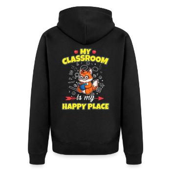 My Classroom Is My Happy Place Elementary Teacher - Unisex Premium Bio Zip Hoodie - Schwarz - Hinten - Nico (187cm)