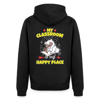My Classroom Is My Happy Place Elementary Teacher - Unisex Premium Bio Zip Hoodie - Schwarz - Hinten - Nico (187cm)