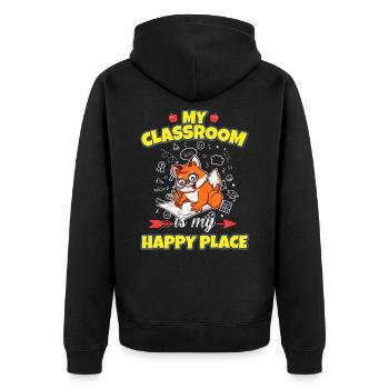 My Classroom Is My Happy Place Elementary Teacher - Unisex Premium Bio Zip Hoodie - Schwarz - Hinten - Nico (187cm)