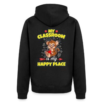 My Classroom Is My Happy Place Elementary Teacher - Unisex Premium Bio Zip Hoodie - Schwarz - Hinten - Nico (187cm)