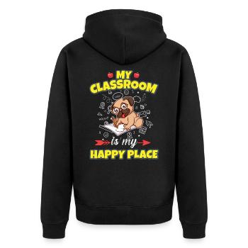 My Classroom Is My Happy Place Elementary Teacher - Unisex Premium Bio Zip Hoodie - Schwarz - Hinten - Nico (187cm)