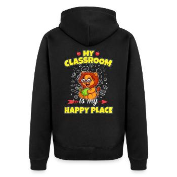 My Classroom Is My Happy Place Elementary Teacher - Unisex Premium Bio Zip Hoodie - Schwarz - Hinten - Nico (187cm)
