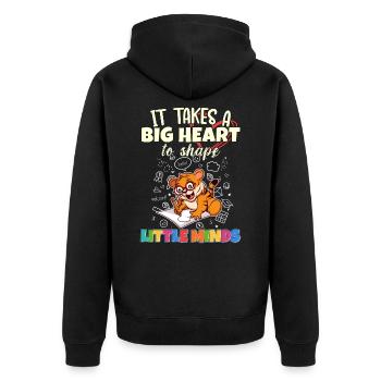 It Takes A Big Heart To Shape Little Minds Teacher - Unisex Premium Bio Zip Hoodie - Schwarz - Hinten - Nico (187cm)