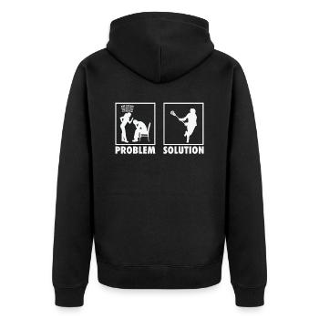 Lacrosse Lacrosse Players Statement Problem - Unisex Premium Bio Zip Hoodie - Schwarz - Hinten - Nico (187cm)
