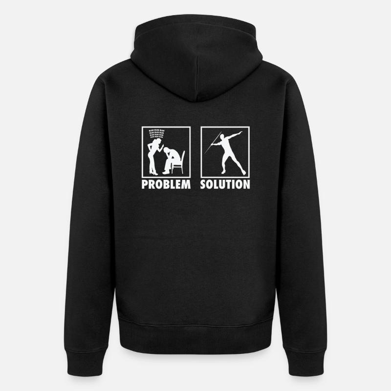 Athletics Athletes Statement Problem Solution. - Unisex Premium Bio Zip Hoodie - Schwarz