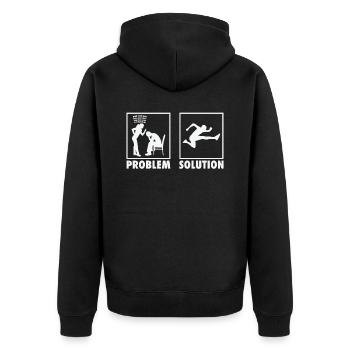 Athletics Athletes Statement Problem Solution. - Unisex Premium Bio Zip Hoodie - Schwarz - Hinten - Nico (187cm)