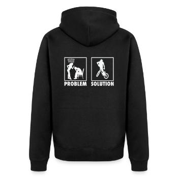 BMX Bikers Statement Problem Solution. - Unisex Premium Bio Zip Hoodie - Schwarz - Hinten - Nico (187cm)
