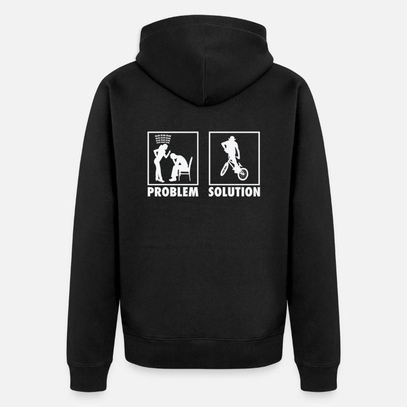 BMX Bikers Statement Problem Solution. - Unisex Premium Bio Zip Hoodie - Schwarz