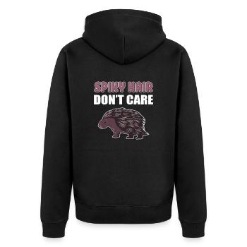 Spiky Hair Don't Care Porcupine Exotic Animal - Unisex Premium Bio Zip Hoodie - Schwarz - Hinten - Nico (187cm)