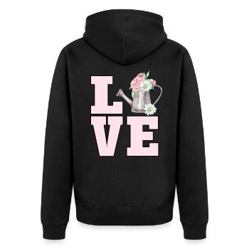 Gardening Lover Cute Floral Watering Can Flower - Unisex Premium Organic Zip Hoodie - black - Back - Nico (187cm)