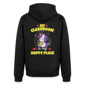 My Classroom Is My Happy Place Elementary Teacher - Unisex Premium Bio Zip Hoodie - Schwarz - Hinten - Nico (187cm)