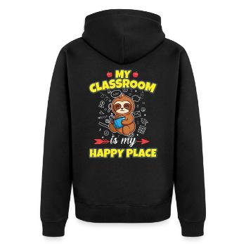My Classroom Is My Happy Place Elementary Teacher - Unisex Premium Bio Zip Hoodie - Schwarz - Hinten - Nico (187cm)
