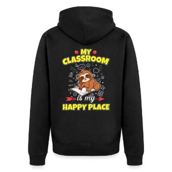 My Classroom Is My Happy Place Elementary Teacher - Unisex Premium Bio Zip Hoodie - Schwarz - Hinten - Nico (187cm)