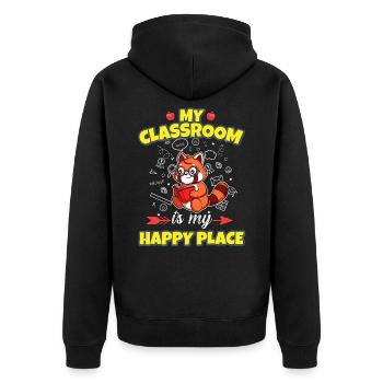 My Classroom Is My Happy Place Elementary Teacher - Unisex Premium Bio Zip Hoodie - Schwarz - Hinten - Nico (187cm)