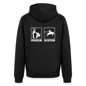 Rodeo Cowboys Statement Problem Solution. - Unisex Premium Bio Zip Hoodie - Schwarz - Hinten - Nico (187cm)
