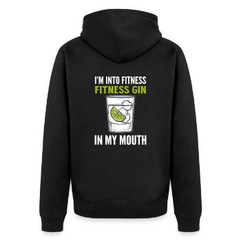 I`m Into Fitness. Fitness Gin In My Mouth Gin - Unisex Premium Bio Zip Hoodie - Schwarz - Hinten - Nico (187cm)
