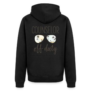 Berater außerhalb des Dienstes lustig letzter Schultag - Unisex Premium Bio Zip Hoodie - Schwarz - Hinten - Nico (187cm)