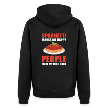 Spaghetti Make Me Happy People Make My Head Hurt - Unisex Premium Organic Zip Hoodie - black - Back - Nico (187cm)