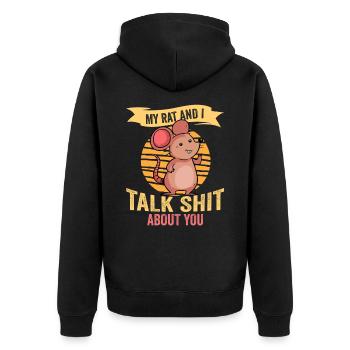 Rat Rodent Rat Lovers Mouse Pet - Unisex Premium Bio Zip Hoodie - Schwarz - Hinten - Nico (187cm)