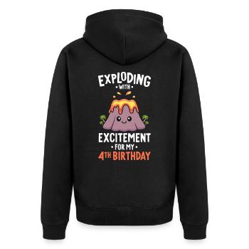 Volcano Geburtstagsparty 4. Geburtstag 4 Jahre alt - Unisex Premium Bio Zip Hoodie - Schwarz - Hinten - Nico (187cm)