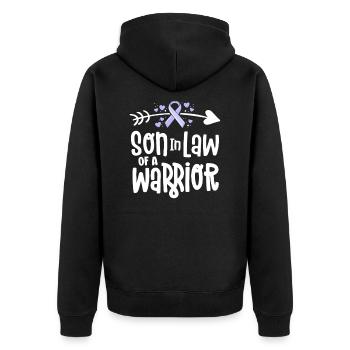 Schwiegersohn eines Kriegers - Unisex Premium Bio Zip Hoodie - Schwarz - Hinten - Nico (187cm)