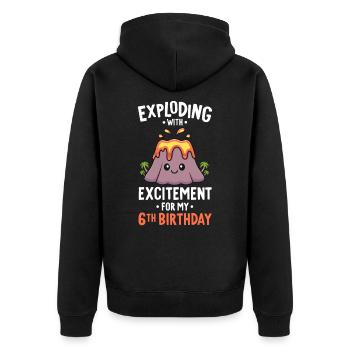 Volcano Geburtstagsfeier 6. Geburtstag 6 Jahre alt - Unisex Premium Bio Zip Hoodie - Schwarz - Hinten - Nico (187cm)